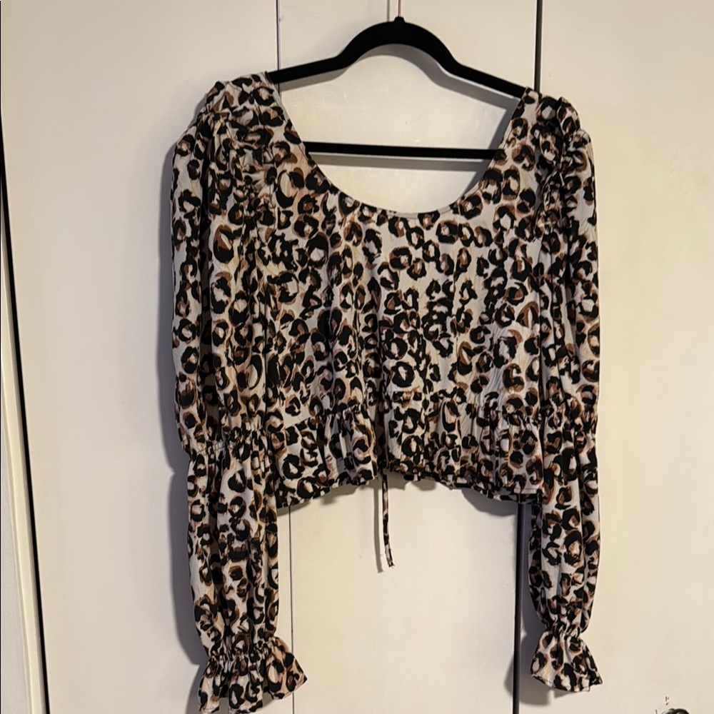 Topshop animal print peplum tea top